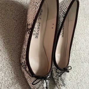Paul Mayer Snakeskin Flats - Black and Cream